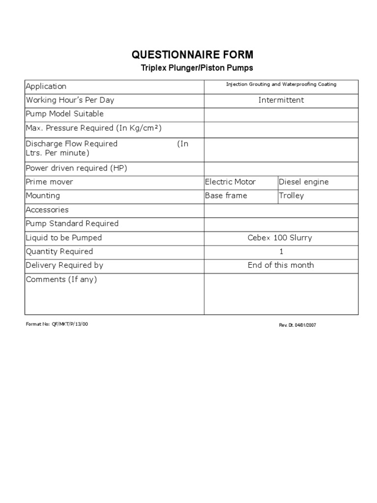 Triplex Plunger Pump Specifications | PDF