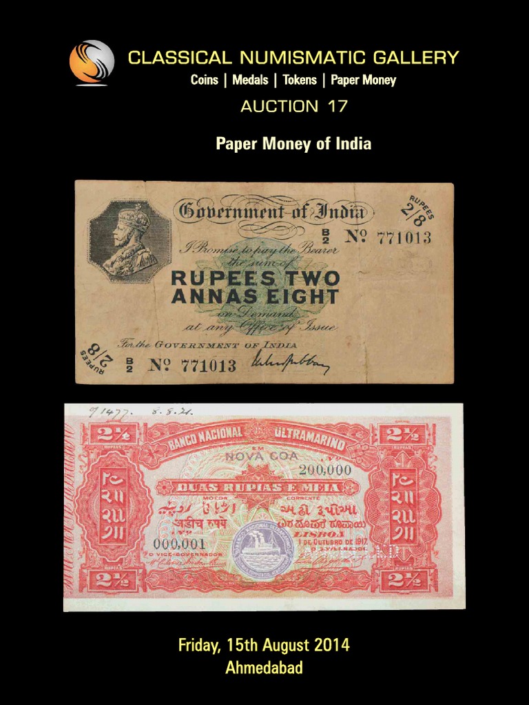 Indian Paper Money Auction Catalog | PDF | Banknote | Numismatics