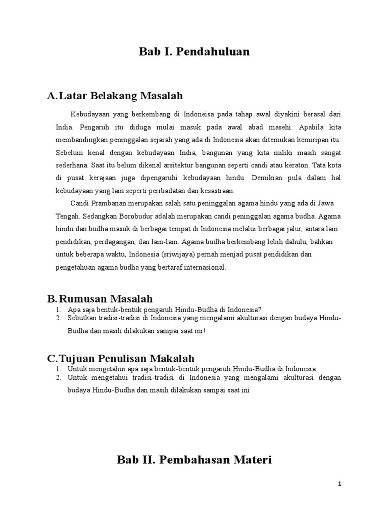 Bukti Bukti Adanya Pengaruh Hindu Budha Di Indonesia Docx