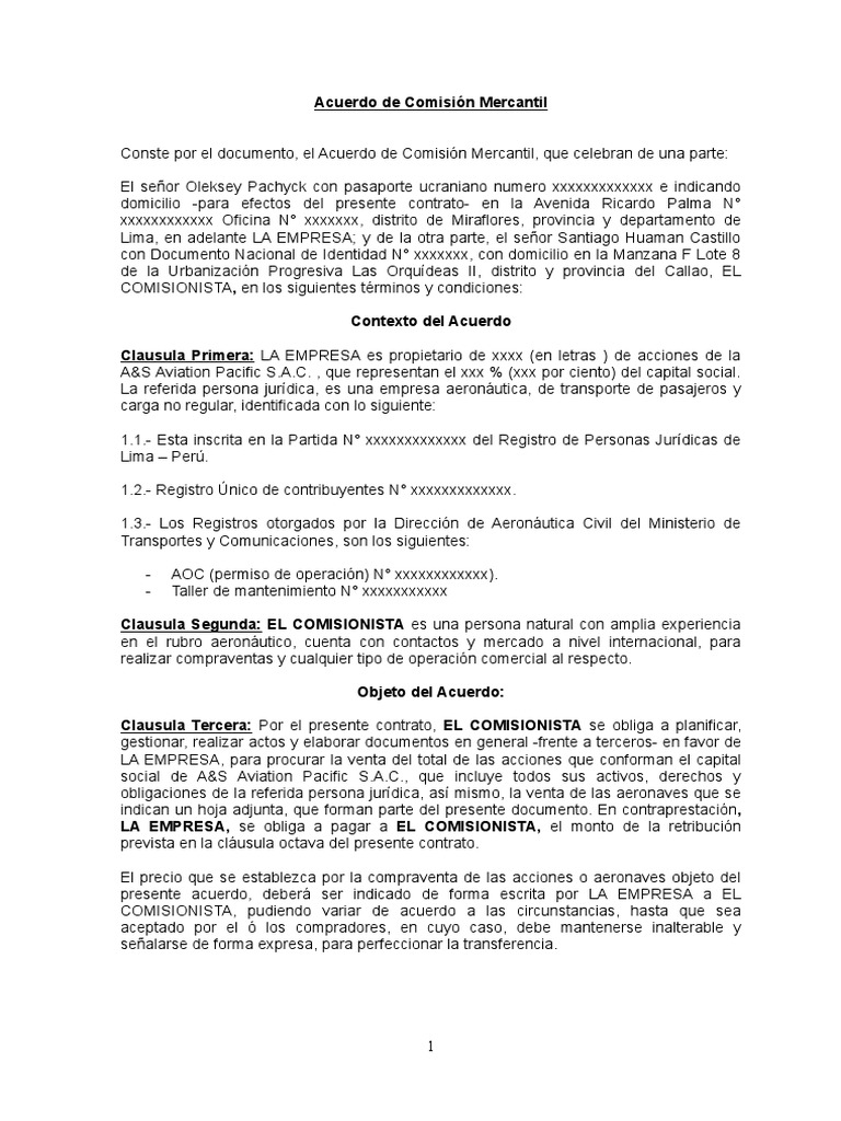 Contrato de Comision Mercantil PDF Arbitraje Conceptos legales
