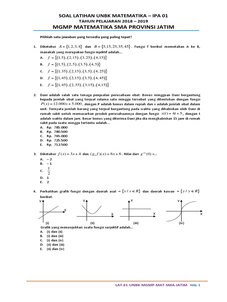 Latihan Soal Unbk Matematika Ipa01