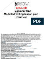 English: Assignment One Modelled Writing Lesson Plan