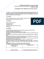 Procedimiento para Cambio de Filtros de Gasolina