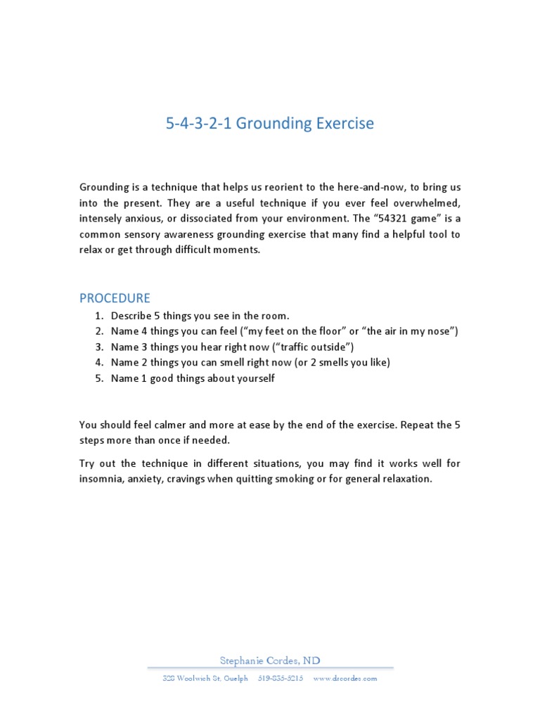 Grounding Exercise