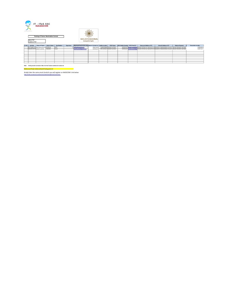 Nomination Format For TOT | PDF