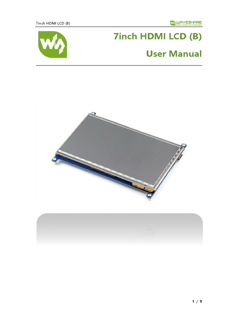 7-Inch HDMI LCD (B) User Manual | PDF | Computer Monitor | Touchscreen