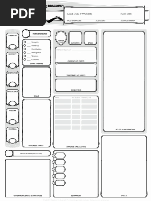 D D5e Npc Sheet Pdf