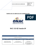 Rac-3.0-02 Tarifas Del Servicio de Acreditacion v9 2018-01-15