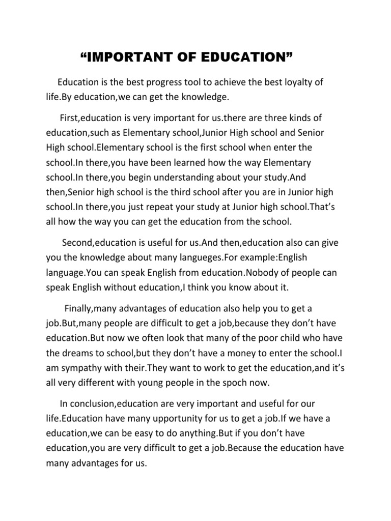 Importance of Education in Life | PDF