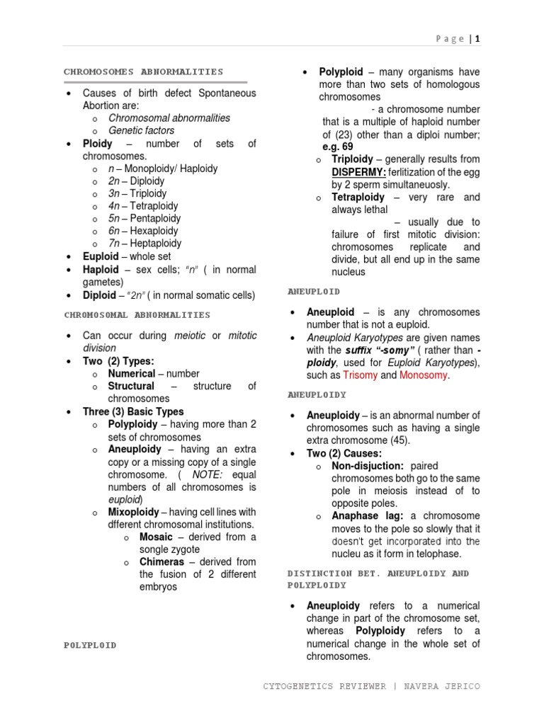 Chromosomal Abnormalities Overview | PDF | Ploidy | Meiosis