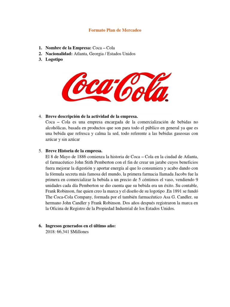 Analisis Situacional_Coca Cola _AlexandraCaviedes  Coca Cola  Refresco