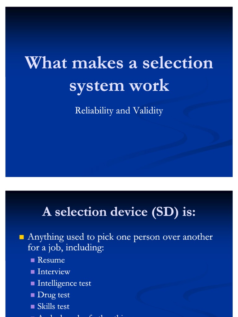 What Makes A Selection System Work | PDF | Validity (Statistics ...