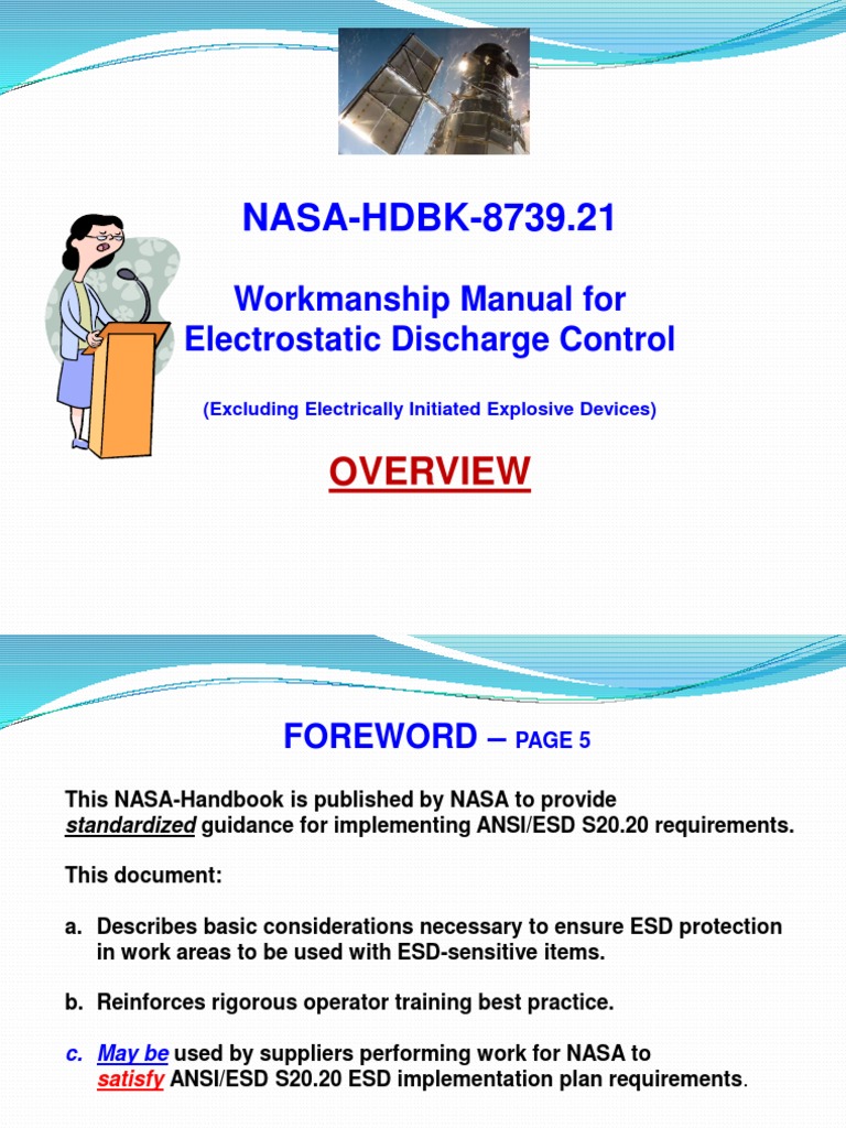 NASA HDK 8739.21 Overview 021611 | PDF | Electrostatic Discharge ...