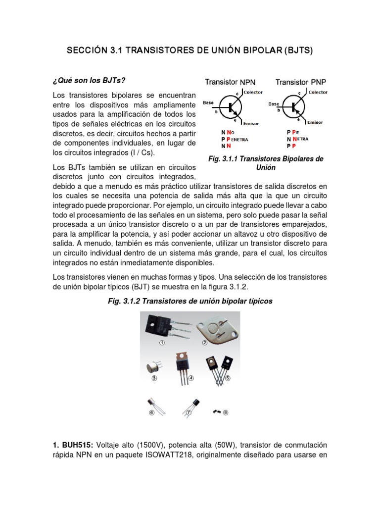 Traducción Sobre BJT y Fet PDF Transistor de unión bipolar Transistor