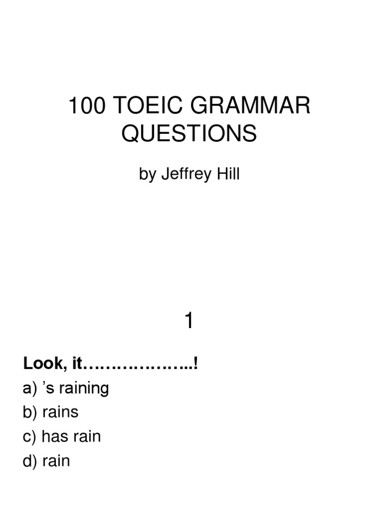 100 Toeic Grammar Questions Pdf Pdf