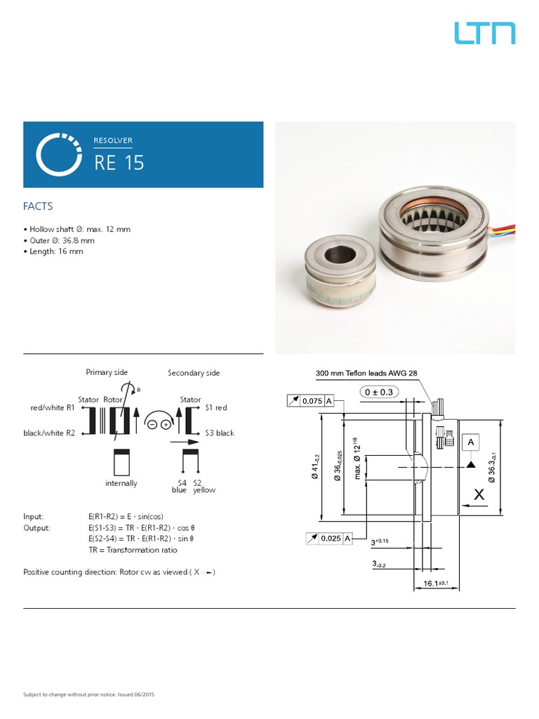 RE 15 Resolver Specifications Guide | PDF