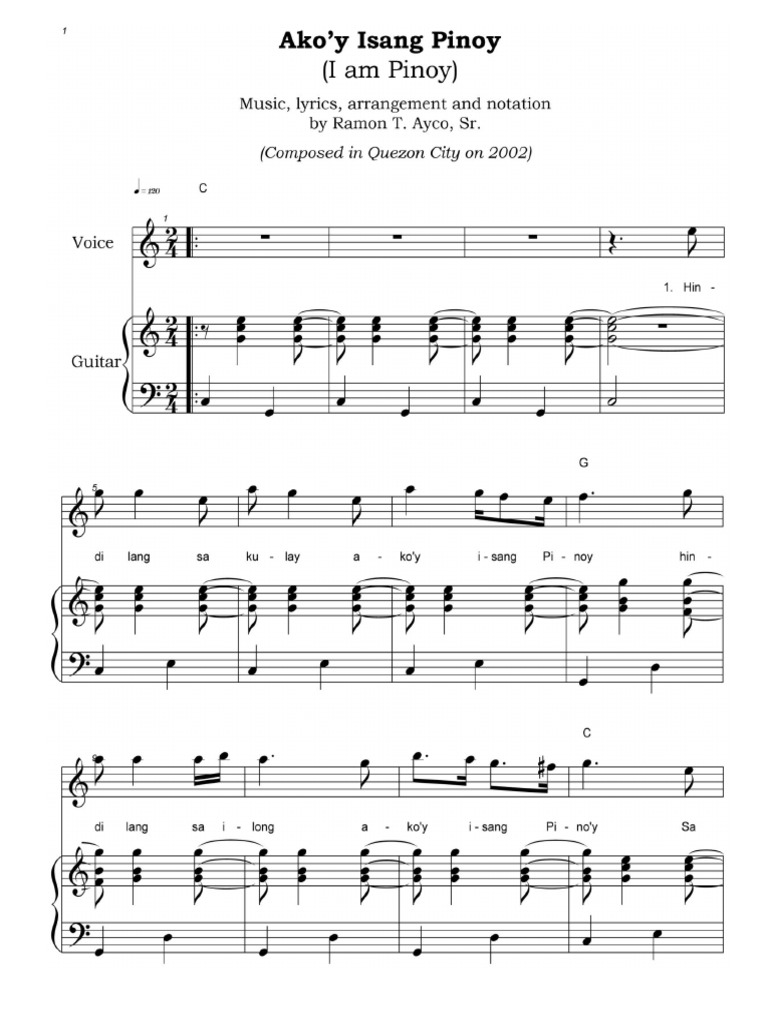 Ako'y Isang Pinoy (I Am Pinoy with English translation below)