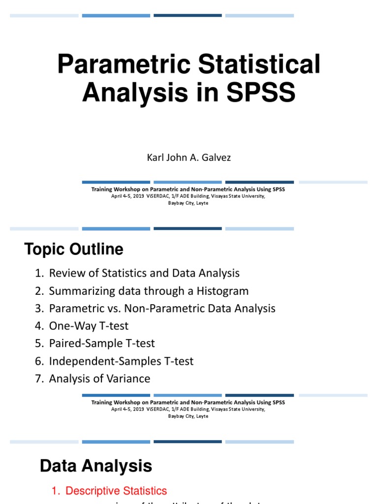 SPSS Parametric Analysis Workshop | PDF | P Value | Student's T Test