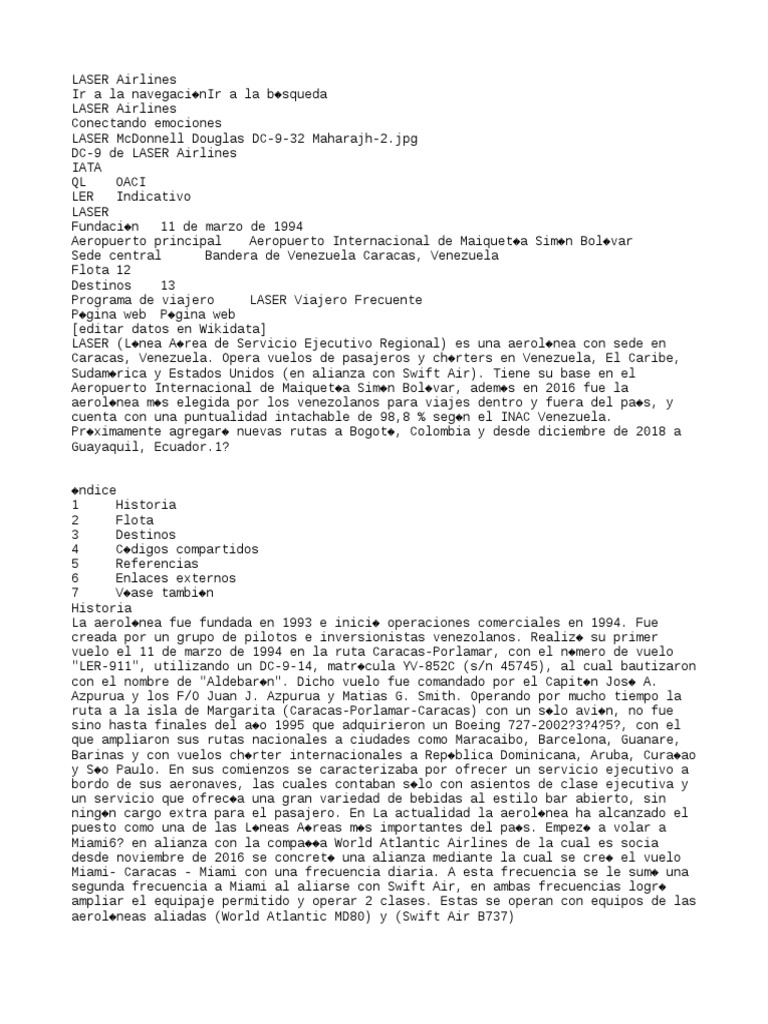 LASER Airlines Wikipedia PDF Boeing Transporte