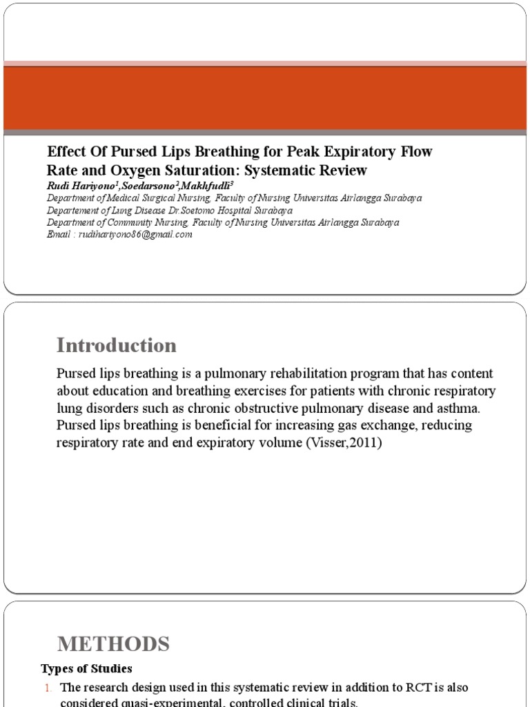 Effect of Pursed Lips Breathing For Peak Expiratory Flow Rate and ...