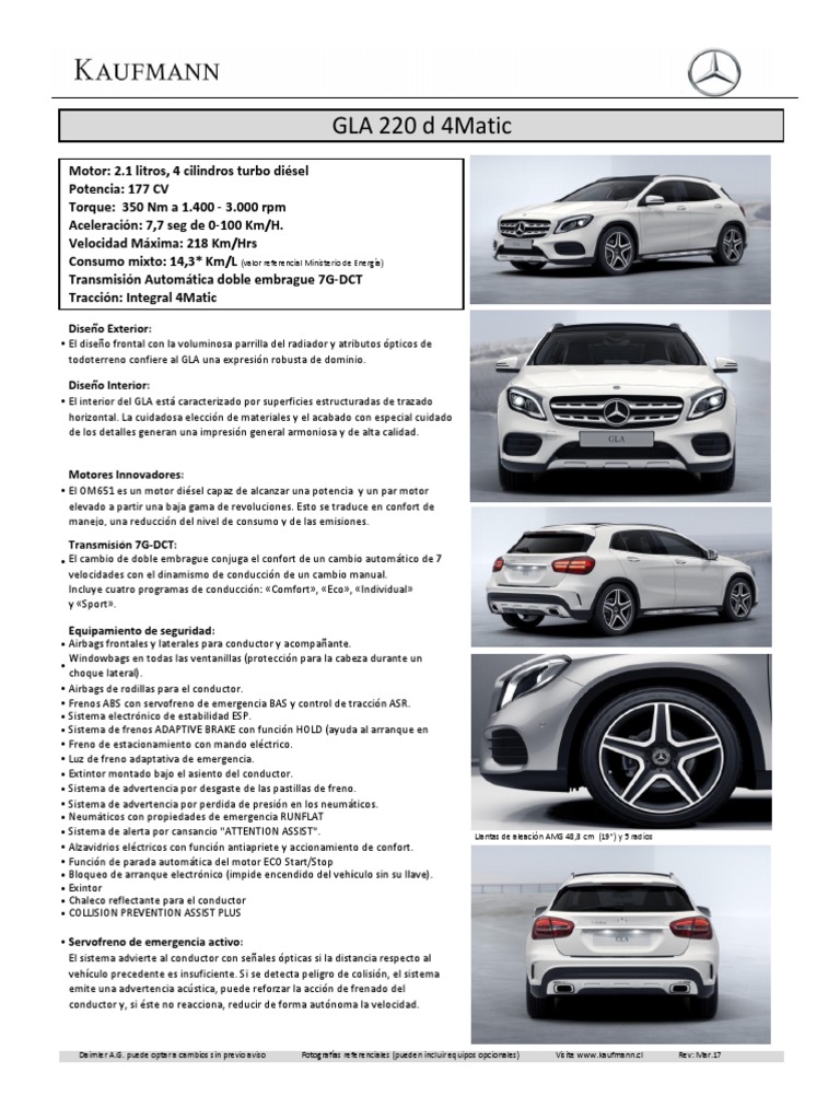GLA 220d Facelift | PDF | Transmisión automática | Esfuerzo de torsión