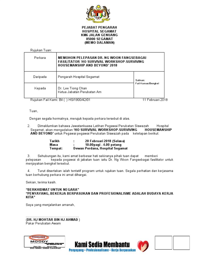 Contoh Surat Perlepasan Dari Bil Hospital