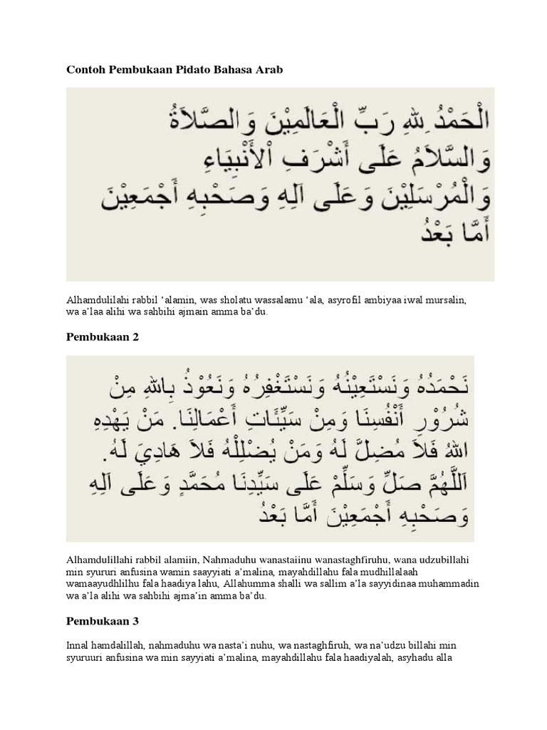 Contoh Pembukaan Pidato Bahasa Arab Singkat