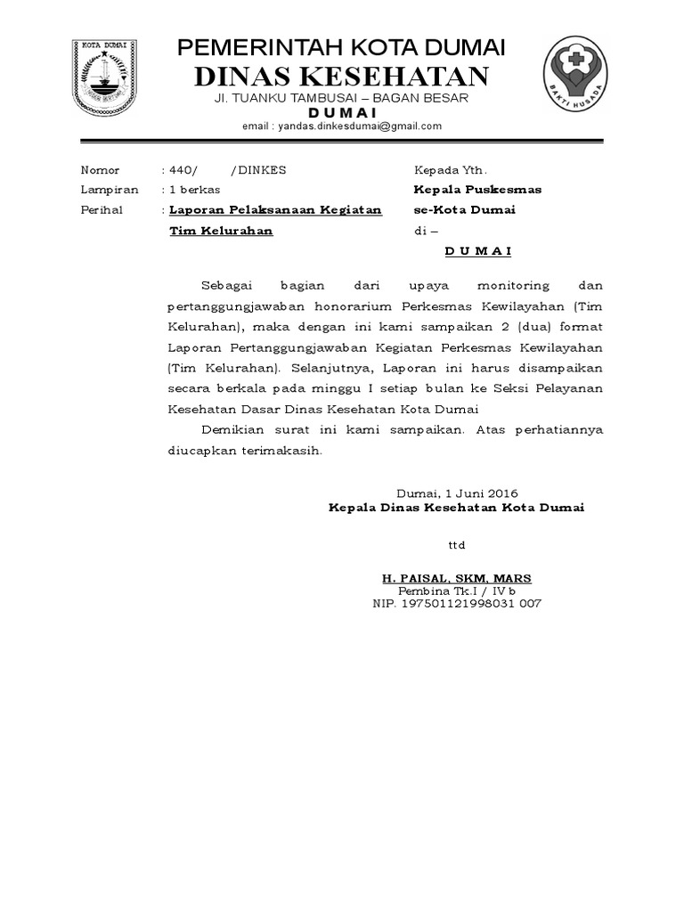 Contoh Surat Permintaan Laporan Bulanan