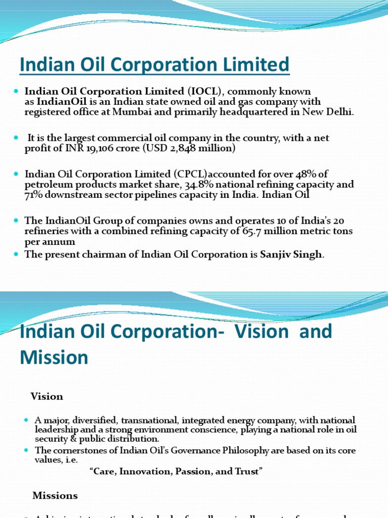 Indian Oil Corporation: Vision and Values | PDF | Economies | Business