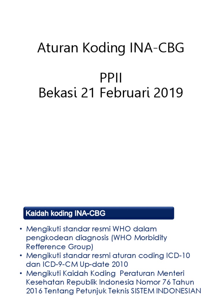 Aturan Koding INA-CBG dan ICD-10 | PDF