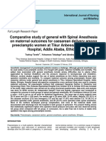 Comparative Study of General With Spinal Anesthesia On Maternal Outcomes For Caesarean Delivery Among Preeclamptic Women at Tikur Anbessa Specialized Hospital, Addis Ababa, Ethiopia