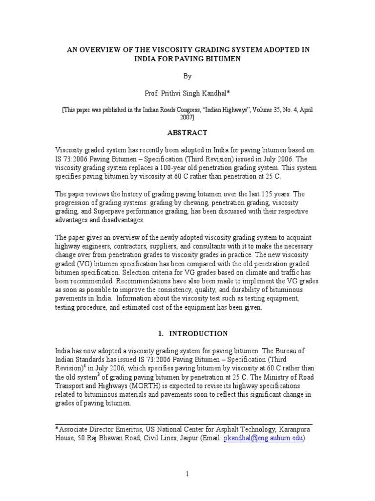 IRC Viscosity Paper Final Indian Highways April 2007 PDF | PDF | Road ...