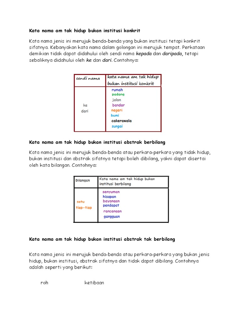Kata Nama Am Tak Hidup Bukan Institusi Konkrit Pdf