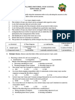 Magallanes National High School Semi-Final Exam Math 10 Identification. Identify What The Statement Refers To by Selecting The Answers in The