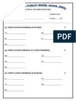 Q1. Write Down Numbers in Words. 5: Annual Examination 2019