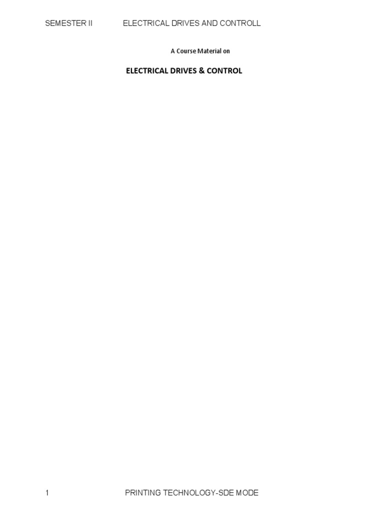 Electrical Drives & Control Overview | PDF | Electric Motor ...