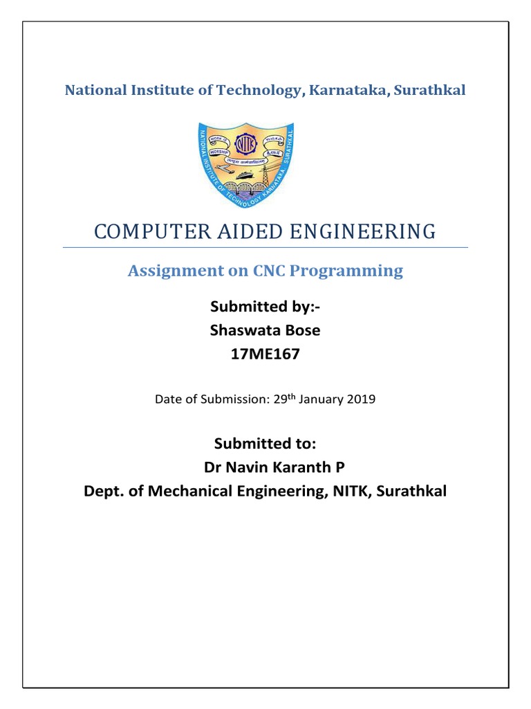 Computer Aided Engineering: Assignment On CNC Programming | PDF ...