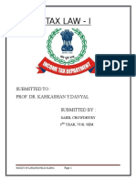 Tax Law - I: Submitted To: Prof. Dr. Kahkashan Y.Danyal Submitted by