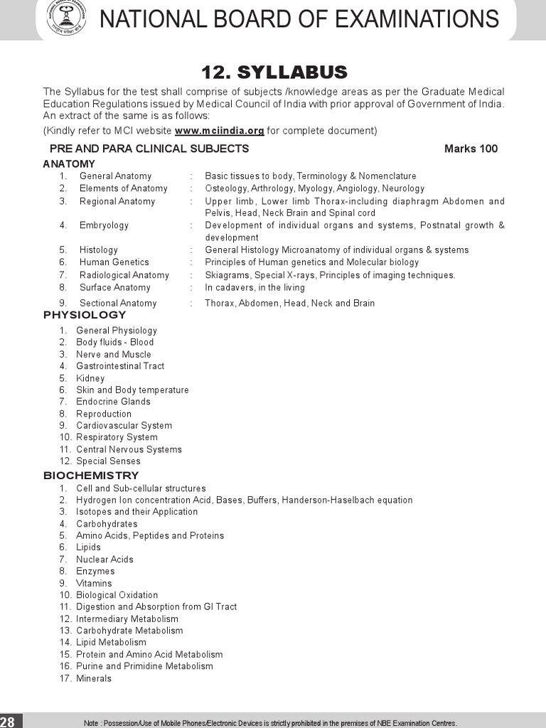 FMGE Syllabus PDF PDF Human Body Anatomy