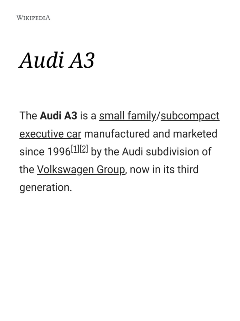 Audi A3 - Wikipedia PDF, PDF, Audi