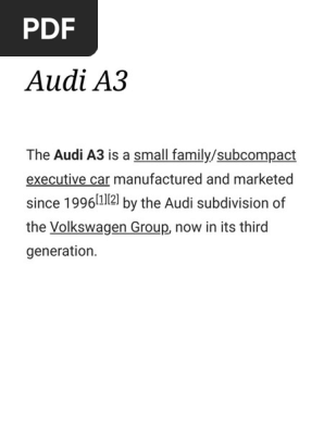 Audi A3 Wikipedia Pdf Audi Motor Vehicle Manufacturers Of Germany