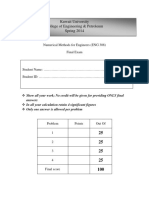 Kuwait University Numerical Methods Final Exam