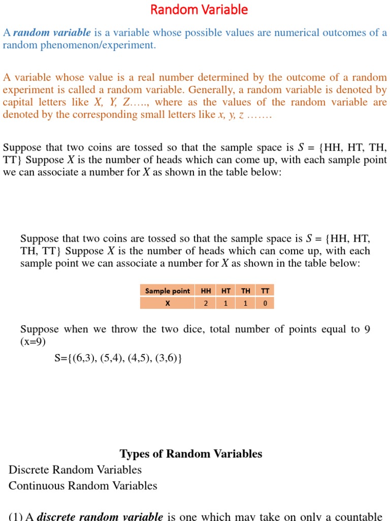 Random Variables & Probability Distributions | PDF | Probability ...