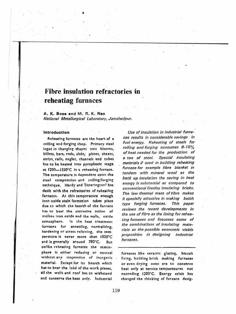 Fibre Insulation for Industrial Furnaces | PDF | Refractory | Thermal ...
