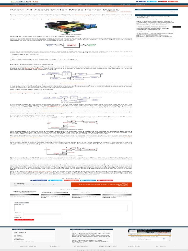 Switch Mode Power Supply Types With Working PDF | PDF | Power Supply ...