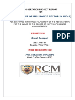 (Development of Insurance Sector in India) : A Dissertation Project Report ON