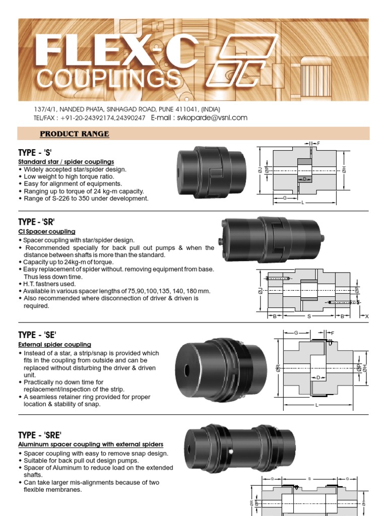 Coupling Types and Specifications Guide | PDF | Engines | Horsepower