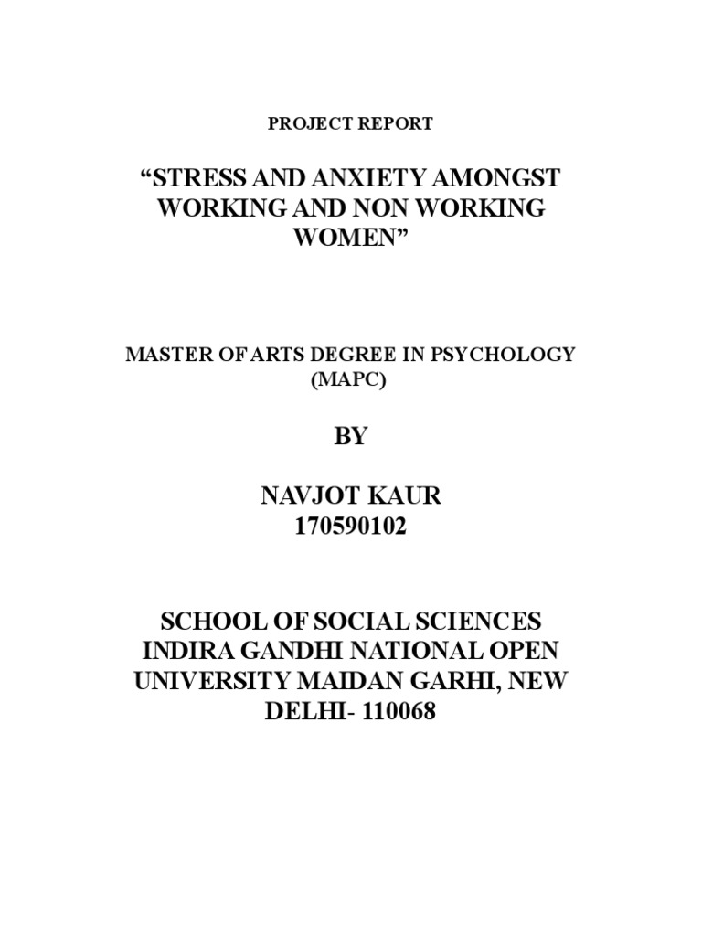Stress and Anxiety in Women Workers | PDF | Anxiety | Anxiety Disorder