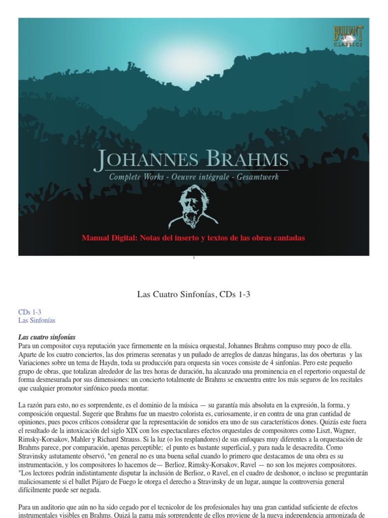 Obras de Brahms - Textos de Voz PDF | PDF | Johannes Brahms | Ludwig Van  Beethoven