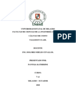 Universidad Estatal de Milagro Facultad de Ciencias de La Ingeniería Industrial Cálculo de Costo Taller en Clase